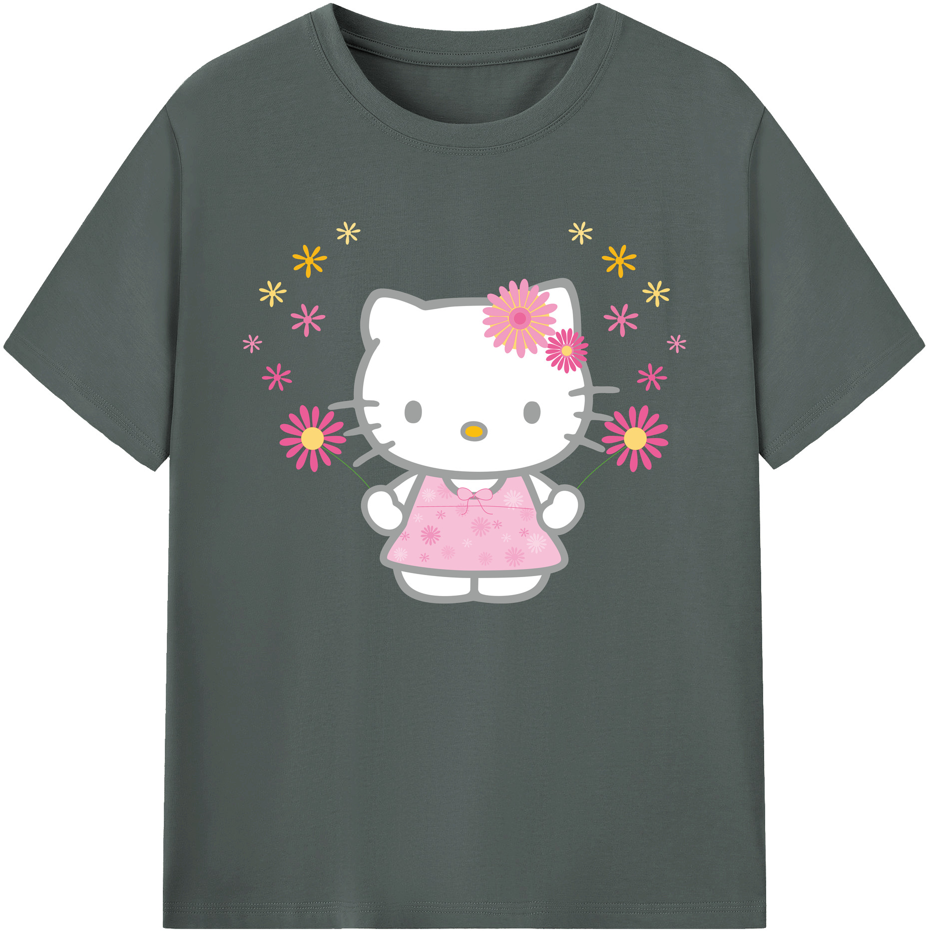（画像用） Hello Kitty ハローキティ 綿100％ メンズ半袖Tシャツ｜肌触りやわらか＆通気性